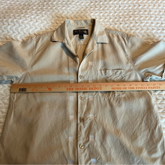 Nat Nest Men’s Tan Short Sleeve Button-Up Shirt 100% Silk size Large - Picture 6 of 8